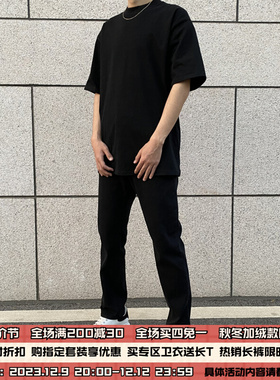 CEZPHISON黑色弹力牛仔裤高街显瘦休闲长裤春夏直筒水洗裤子男