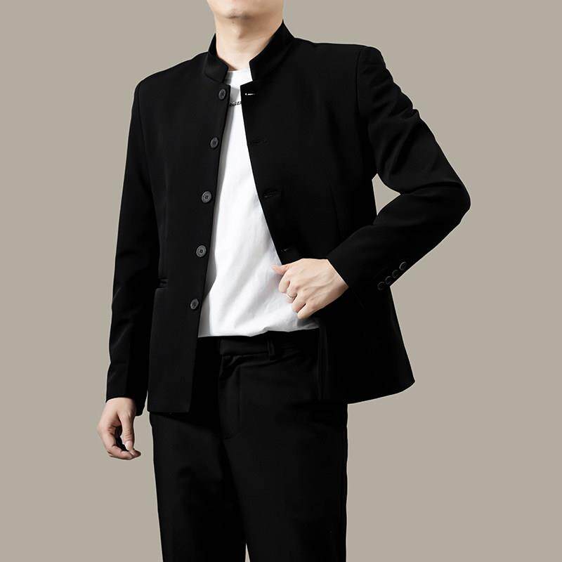 新中式中山装外套男士套装2026春秋季新款国风西服休闲 痞帅夹克