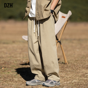 男生卡其色工装裤男款裤子加绒加厚直筒裤休闲裤男裤宽松冬季长裤