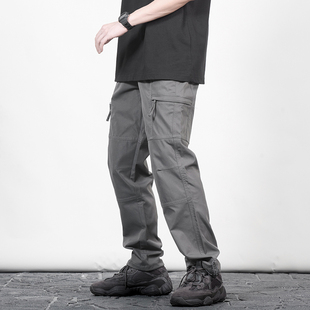 搭配椰子裤 裤 子男款 直筒休闲灰色束脚机能工装 男 户外冲锋裤 春夏款