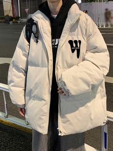 羽绒服男款冬季美式立领轻薄oversize棉服加厚棉衣外套短款面包服