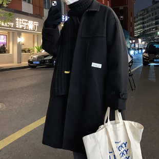 秋冬季加厚过膝毛呢大衣男韩版潮牌高级感中长款风衣男生呢子外套