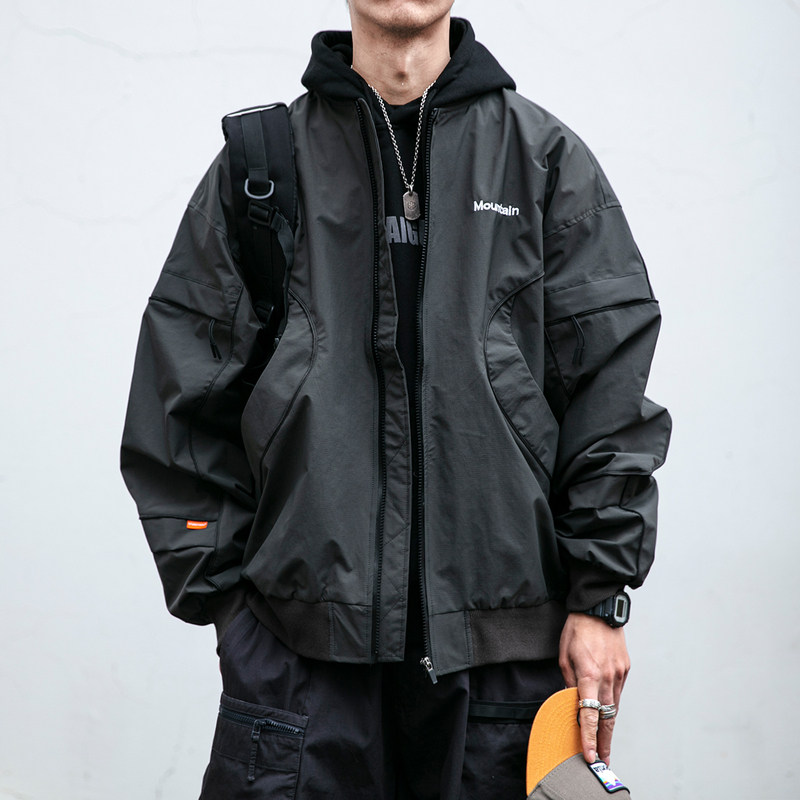 春季新款户外美式复古MA-1飞行员夹克情侣宽松棒球服工装外套男潮