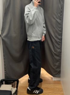 unitise 2025新品直筒宽松拼接色弹力腰抽绳休闲裤简约休闲垂坠感