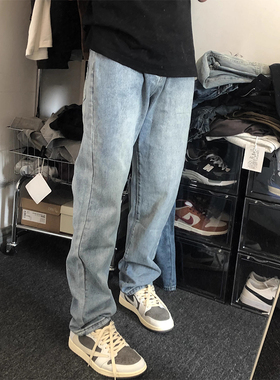 soxiox夏季cleanfit浅色牛仔裤男女窄版直筒501水洗复古休闲长裤