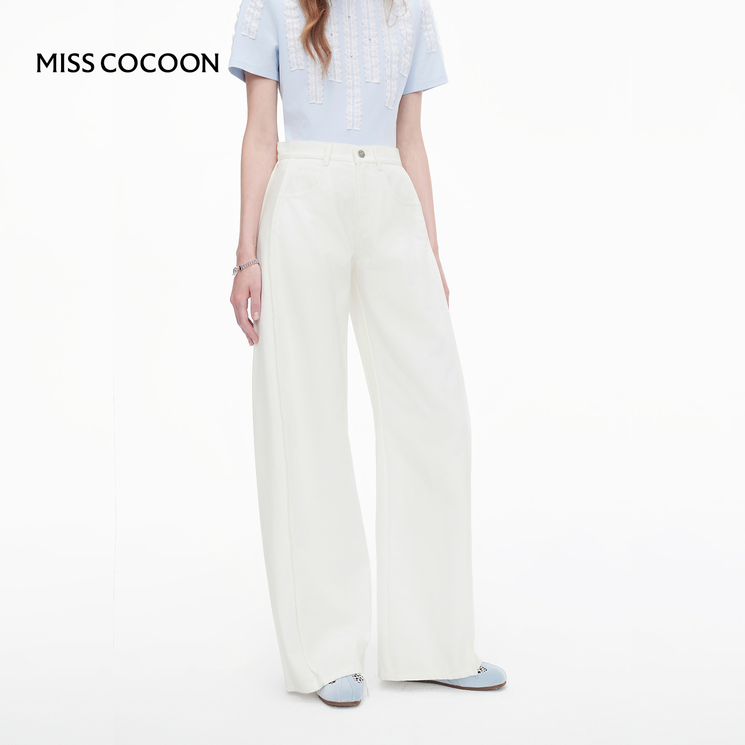 MISSCOCOON白色香蕉弯刀裤阔腿宽松牛仔裤25秋新款