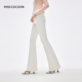 MISSCOCOON复古白色微喇加绒莱赛尔牛仔裤百搭高腰25冬新款