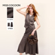 MISSCOCOON美拉德V领马甲高腰A字裙羊毛呢料套装 复古通勤秋款