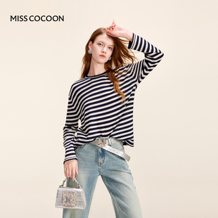 MISSCOCOON学院风撞色条纹羊毛混纺针织衫 2色秋冬款