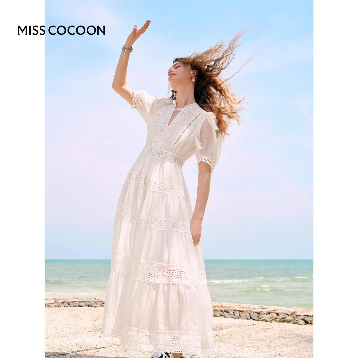 MISSCOCOON莱赛尔连衣裙波西米亚度假裙子25夏新款