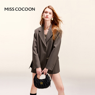 MISSCOCOON美丽诺羊毛翻驳领简约西装 外套秋款