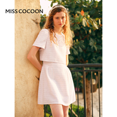 MISSCOCOON蝴蝶玫瑰镂空假两件连衣裙亮片香风公主裙夏新款