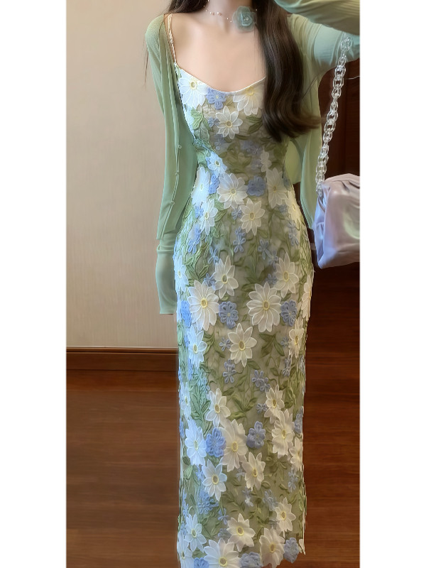 2-Piece French Style Dress Set: Embroidered Camisole - Taobao product photo 5