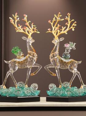 新中式梅花鹿摆件招财家居客厅