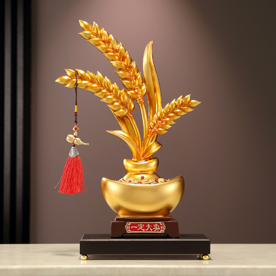 新中式金箔水稻麦穗招财摆件