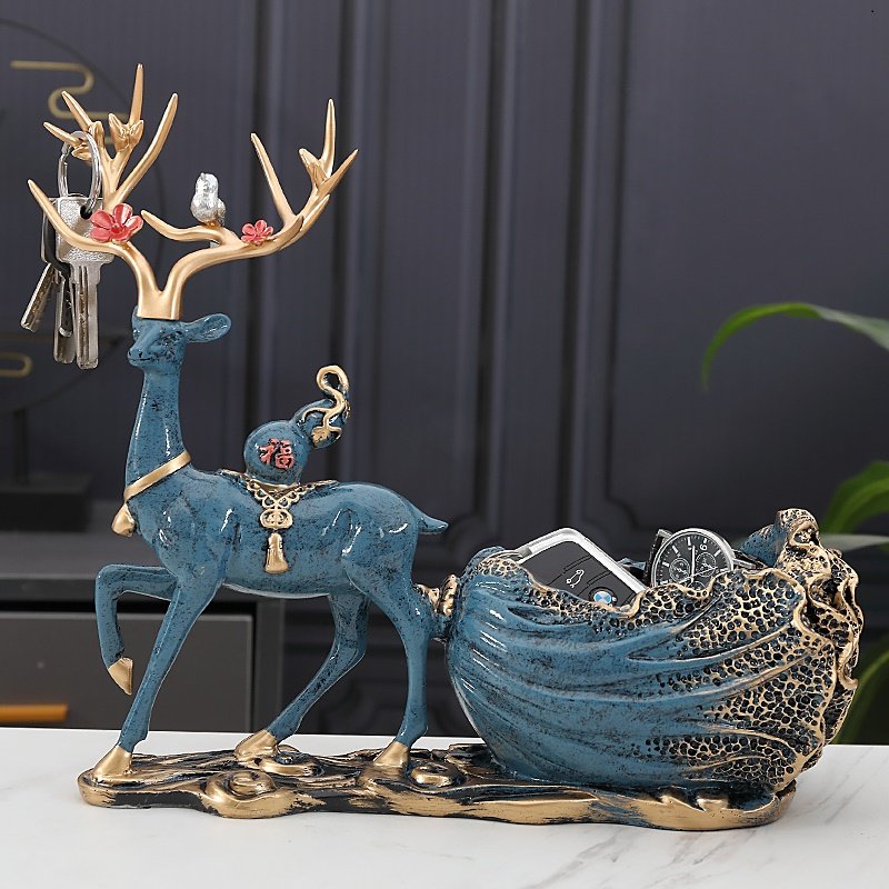 入户进门口放钥匙收纳摆件客厅轻奢鞋柜玄关招财鹿装饰品乔迁礼物,家居饰品,装饰摆件,淘宝优惠券,粉丝福利购,淘宝优惠卷