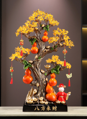 新中式水晶发财树葫芦摆件