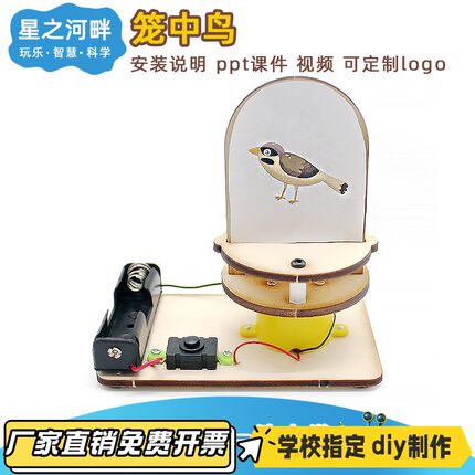 笼中鸟 趣味电动教具 小学生创意拼装手工模型材料包VB53