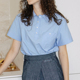 2024新款 女夏季 短袖 衬衫 衬衣小衫 设计感小众气质韩系chic别致上衣