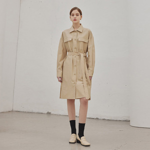 腰带收腰中长款长袖连衣裙2024秋装休闲显瘦文艺淑女气质衬衫裙子