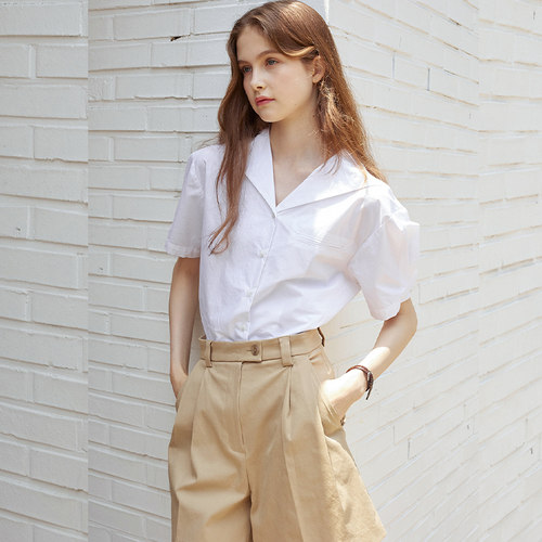 潮流舒适甜美温柔短袖淑女衬衣