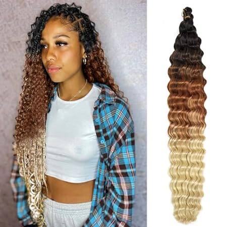 Curly Braiding Hair Ocean Wave Crochet Hair 22Inch Deep C