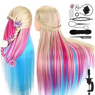 Mannequin Head with Hair， MYSWEETY 29 Inch Colorful Hair