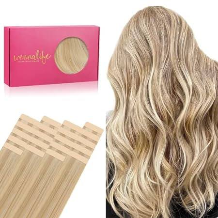 WENNALIFE Tape in Hair Extensions Human Hair， 20pcs 50g 1