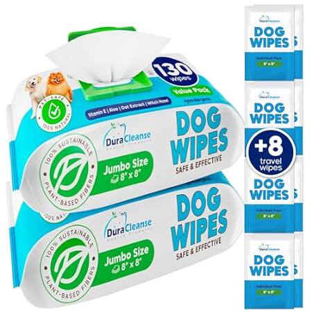 Dog Wipes for Paws Butt and Ears - 2 Pack | 260 Count + 8