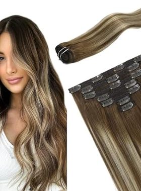 Clip in Hair Extensions Chestnut Brown Balayage to Platin