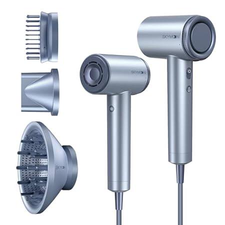 Hair Dryer with Diffuser and Comb， 1400W Powerful High Sp