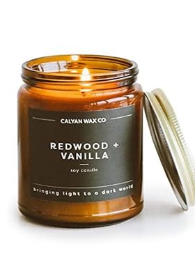 Calyan Wax Co. Soy Candle， Redwood + Vanilla Scented Cand