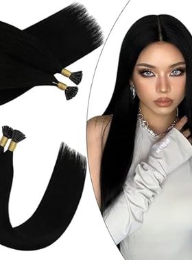 Ugeat 24 Inch I Tip Hair Extensions Human Hair for Black