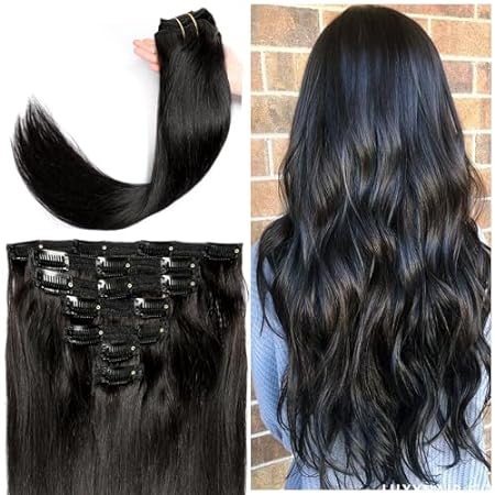 24 Inch Clip in Extensions Human Hair Straight 12A Hair E