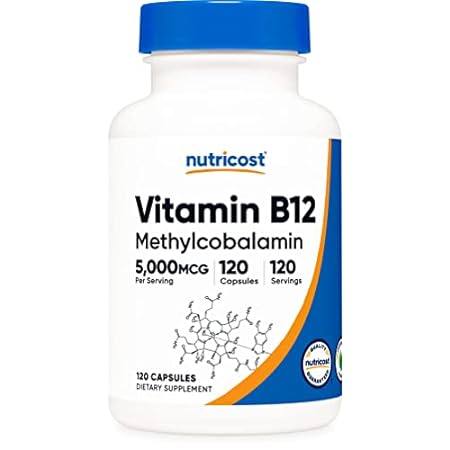 Nutricost Vitamin B12 (Methylcobalamin) 5000mcg， 120 Caps