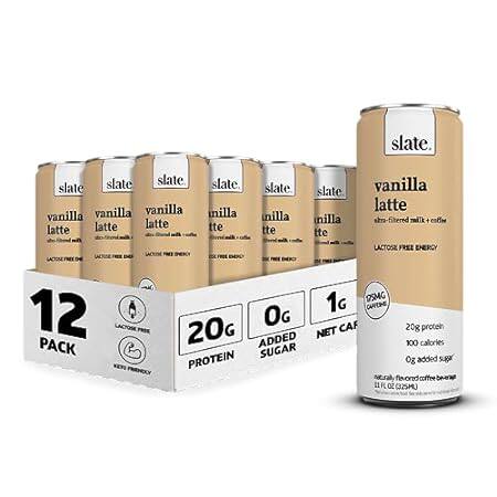 Slate Milk - High Protein Shake， Vanilla Latte， 20g Prote
