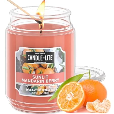 CANDLE-LITE Scented Sunlit Mandarin Berry Fragrance， One