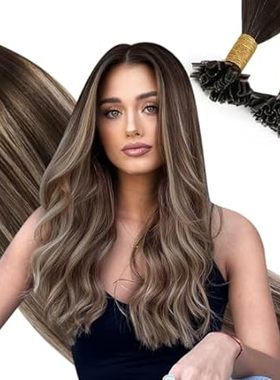 Ugeat Hot Fusion Hair Extensions Human Hair Brown Balayag