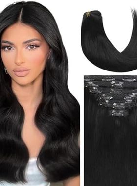 Caliee Hair Extensions Clip in Human Hair Silky Straight