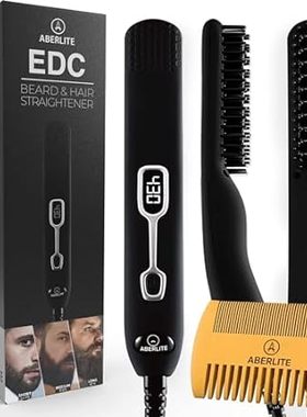 Aberlite EDC - Premium Beard Straightener Brush for Men -