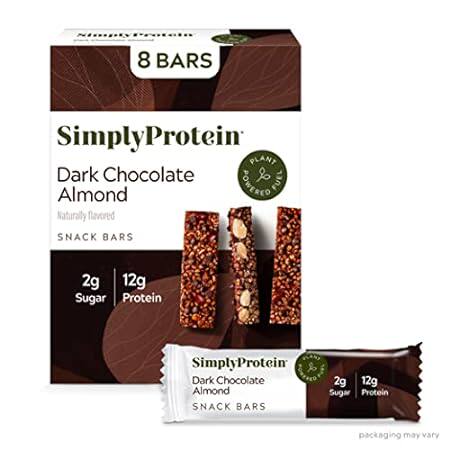 Simply Protein Dark Chocolate Almond Protein Bars， Vegan
