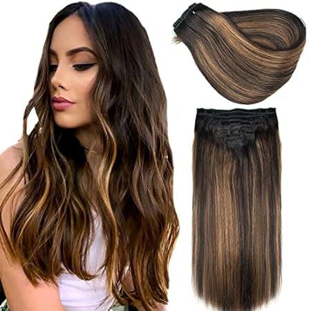 Hair Extensions Real Human Hair Balayage Natural Black Mi