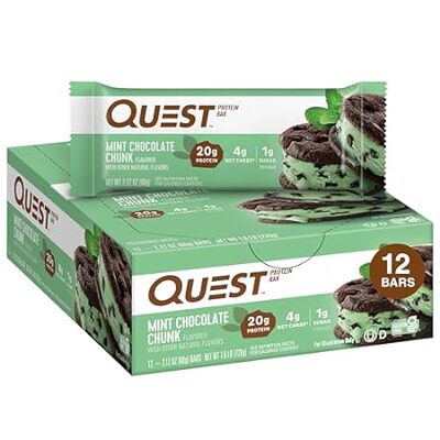 Quest Nutrition Mint Chocolate Chunk Protein Bars， High P