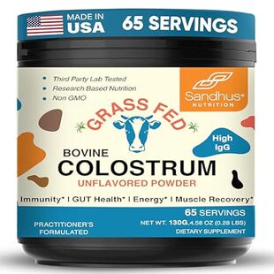 Sandhu's Pure Bovine Colostrum 65 Servings for Humans | H