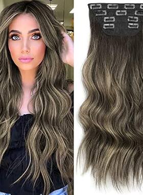 Sué Exquisite 4PCS Clip in Long Soft Glam Waves Thick Hai