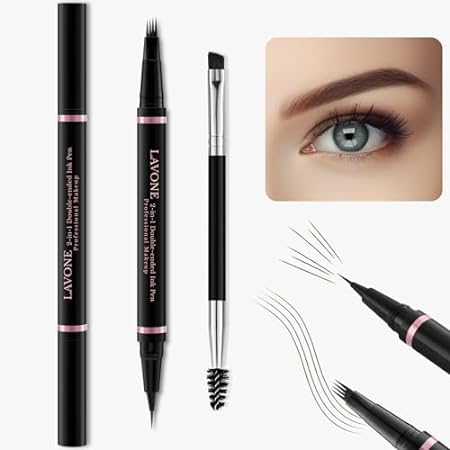 Eyebrow Pencil，2-in-1 Waterproof Eyebrow Pen with 4 Tip B