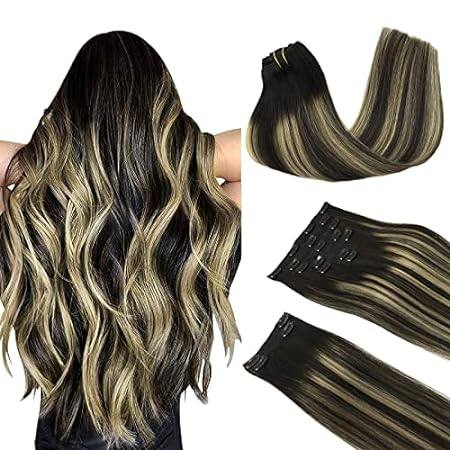 DOORES Hair Extensions Real Human Hair， Balayage Natural