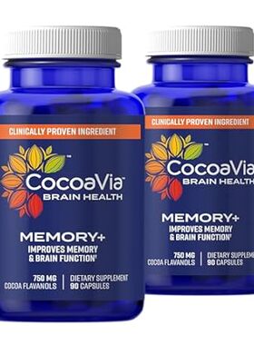 CocoaVia Memory+ Brain Supplement， 60 Day， 750 mg Cocoa F