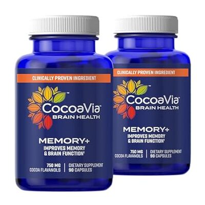 CocoaVia Memory+ Brain Supplement， 60 Day， 750 mg Cocoa F