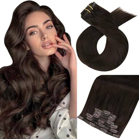 Moresoo Seamless Hair Extensions Clip ins Human Hair Brow